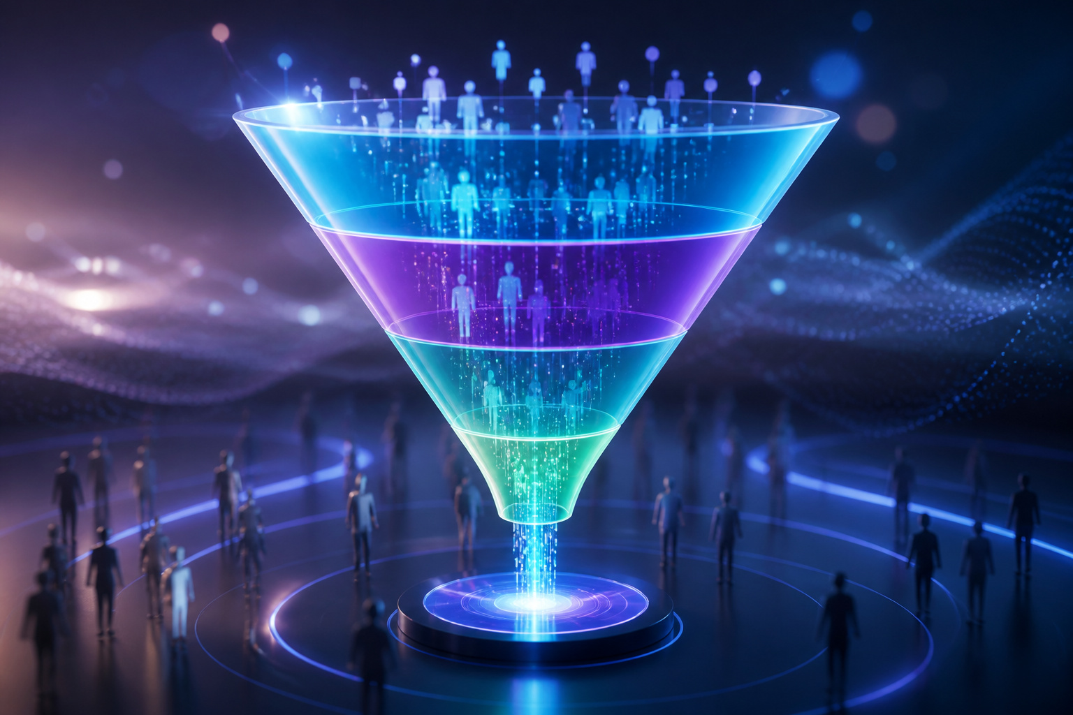 Entonnoir marketing numerique lumineux