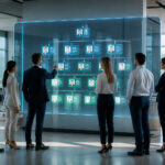 Organigramme interactif dans un bureau moderne
