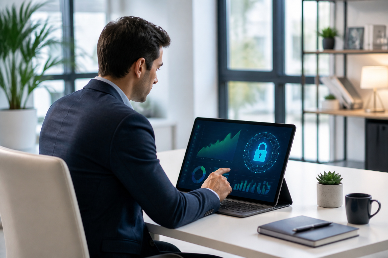 Homme daffaires consultant securite numerique