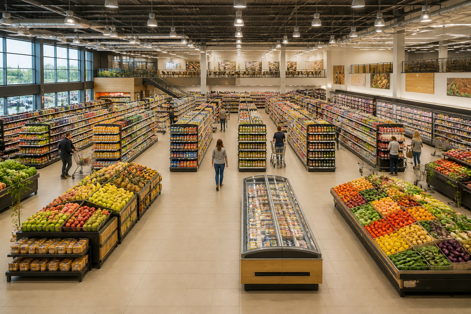 Interieur dun supermarche moderne et lumineux